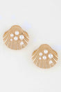 Pearl Studded Clamshell Earrings