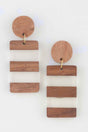Two Toned Retro Grain Bar Earrings