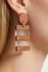 Two Toned Retro Grain Bar Earrings