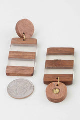 Two Toned Retro Grain Bar Earrings