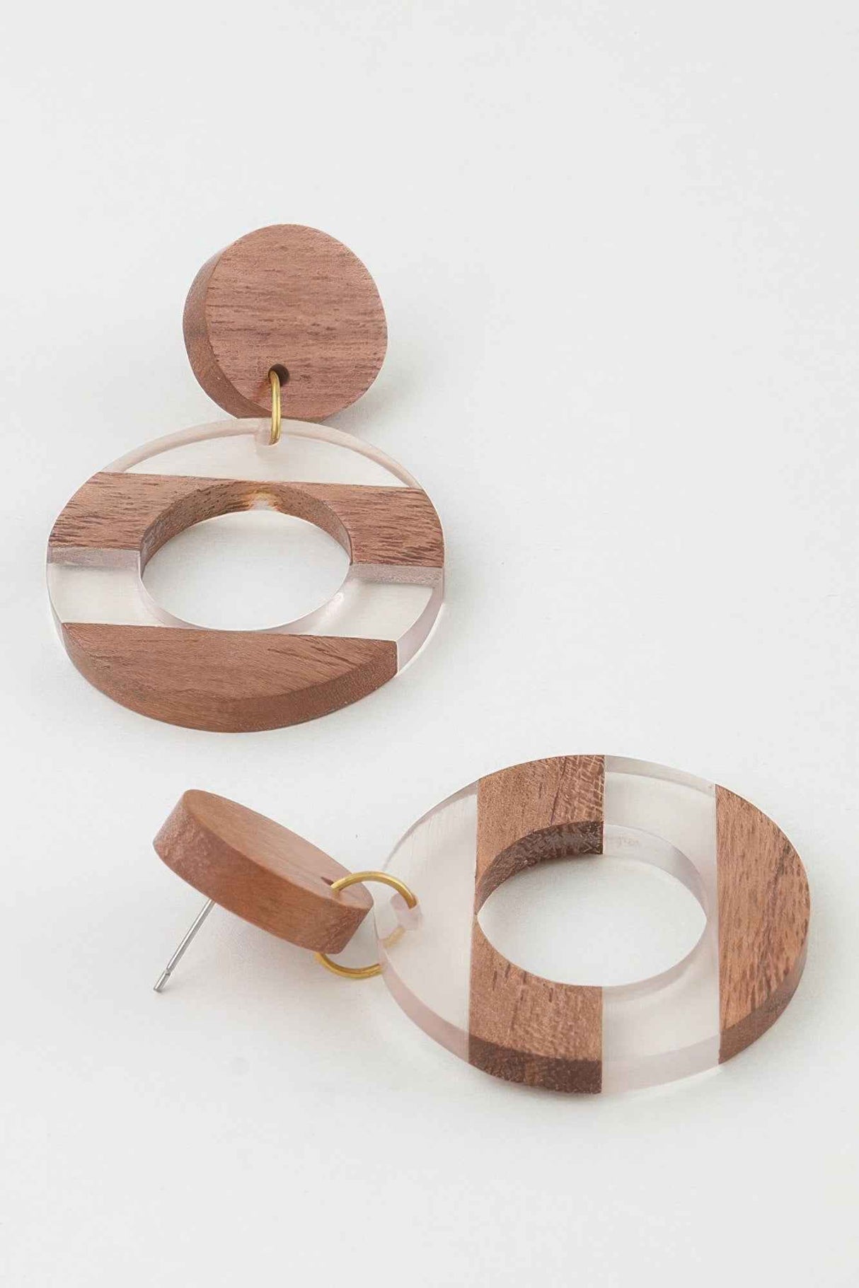 Two Toned Retro Grain Drop Earrings