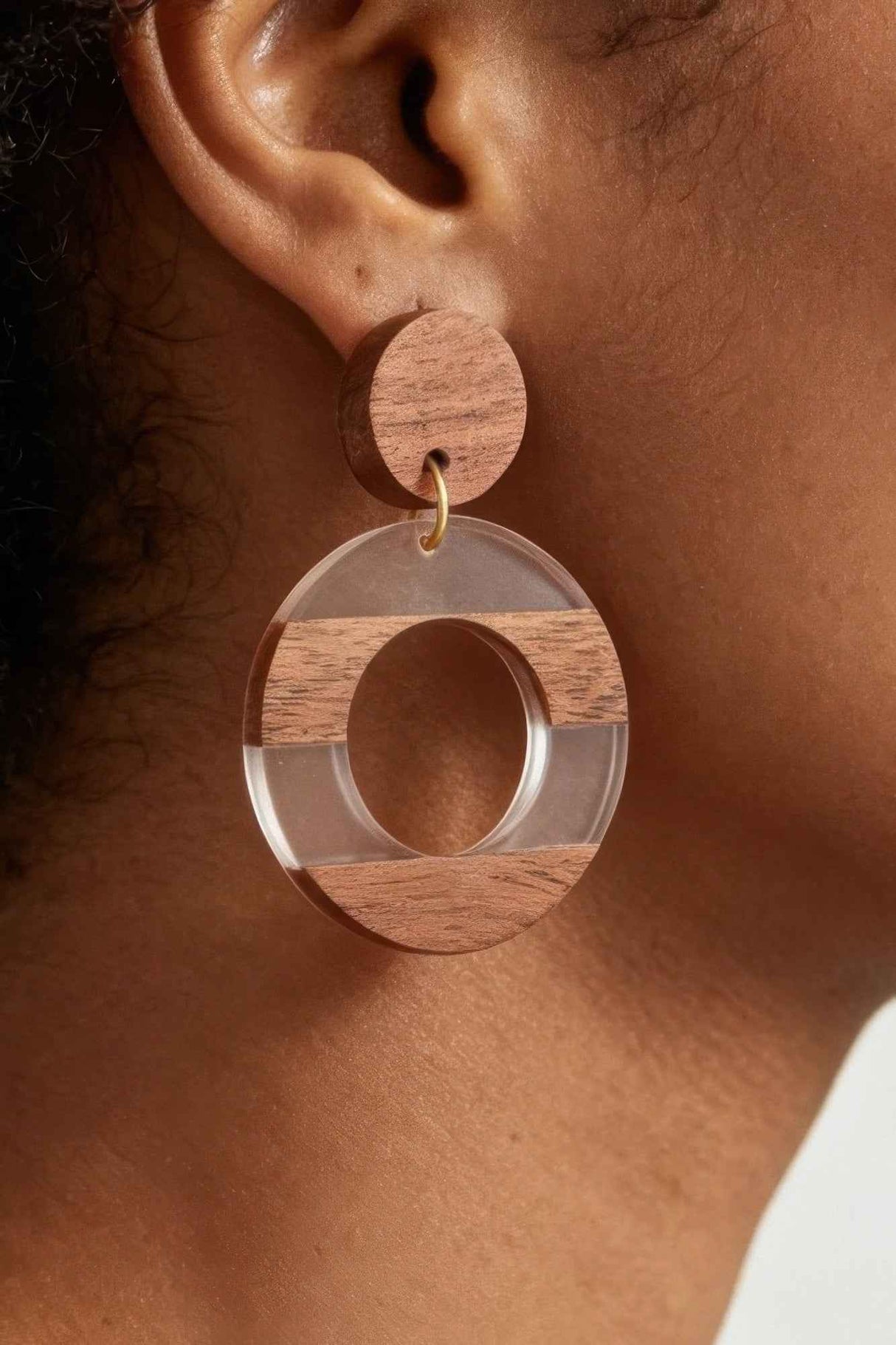 Two Toned Retro Grain Drop Earrings