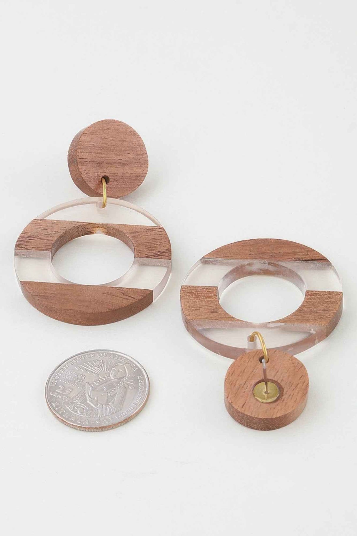 Two Toned Retro Grain Drop Earrings
