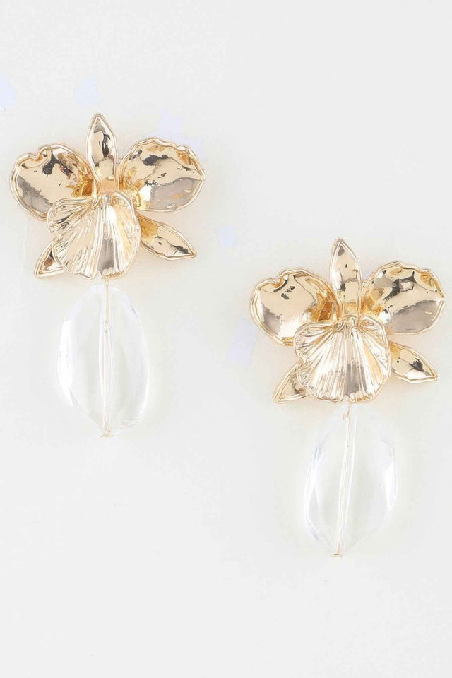 Hammered Blooming Orchid Drop Earrings