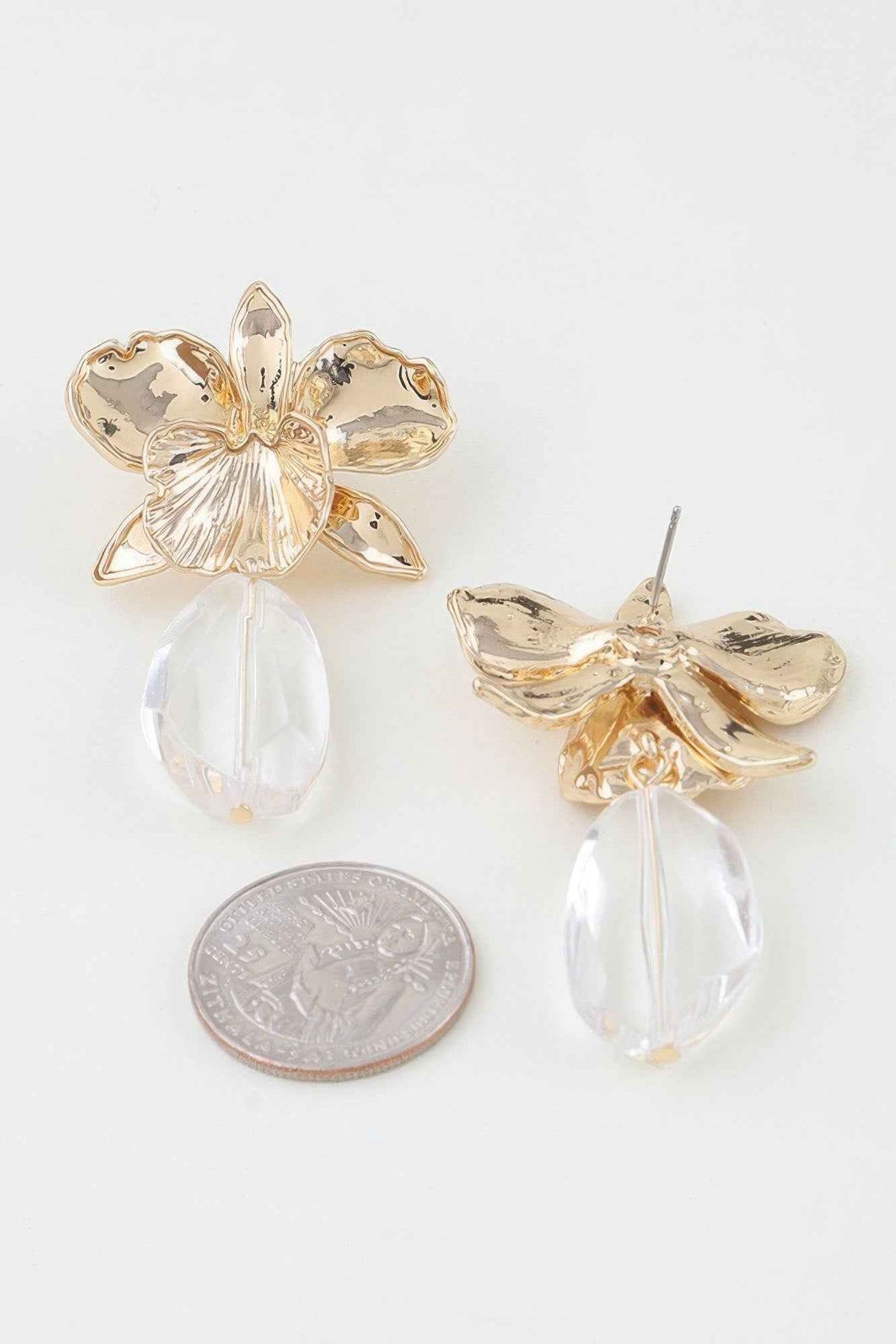 Hammered Blooming Orchid Drop Earrings