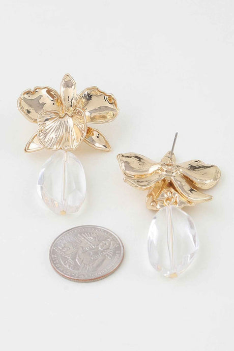 Hammered Blooming Orchid Drop Earrings