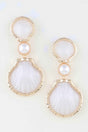 Hammered Stone Shell Drop Earrings