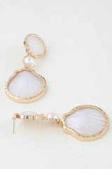 Hammered Stone Shell Drop Earrings