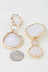 Hammered Stone Shell Drop Earrings