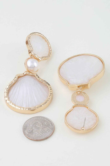 Hammered Stone Shell Drop Earrings