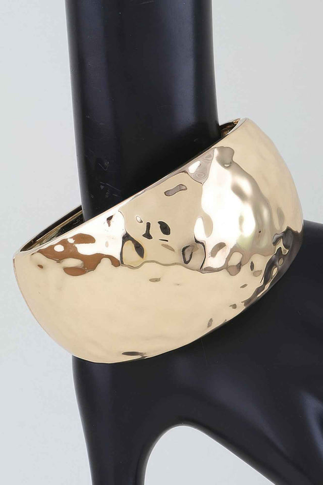 Wide Hammered Dome Cuff Bracelet