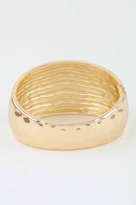Wide Hammered Dome Cuff Bracelet