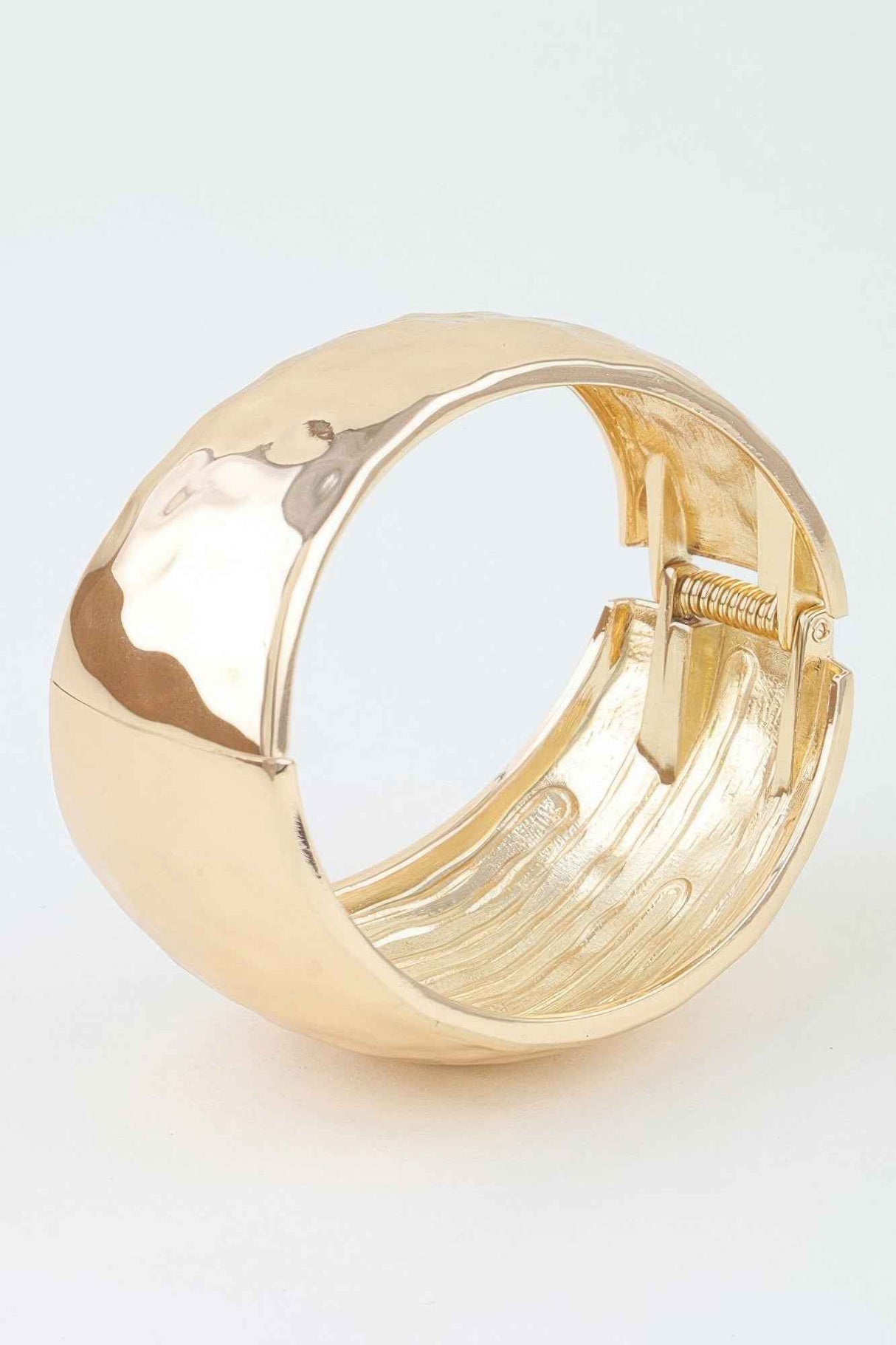 Wide Hammered Dome Cuff Bracelet