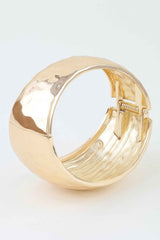 Wide Hammered Dome Cuff Bracelet