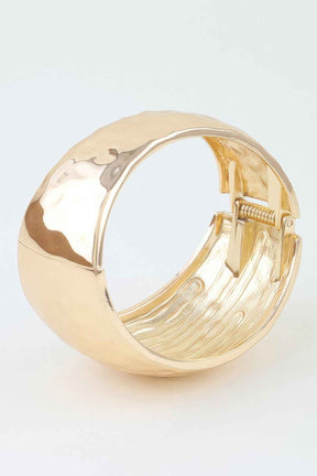 Wide Hammered Dome Cuff Bracelet