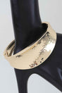 Hammered Leaf Clasp Cuff Bracelet