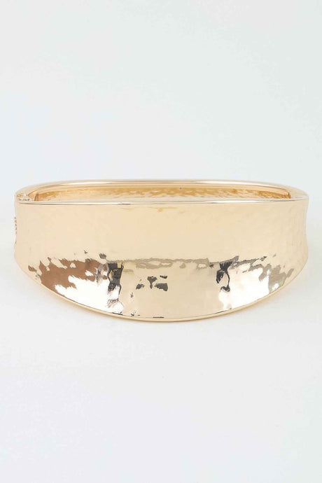 Hammered Leaf Clasp Cuff Bracelet