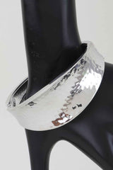 Hammered Leaf Clasp Cuff Bracelet