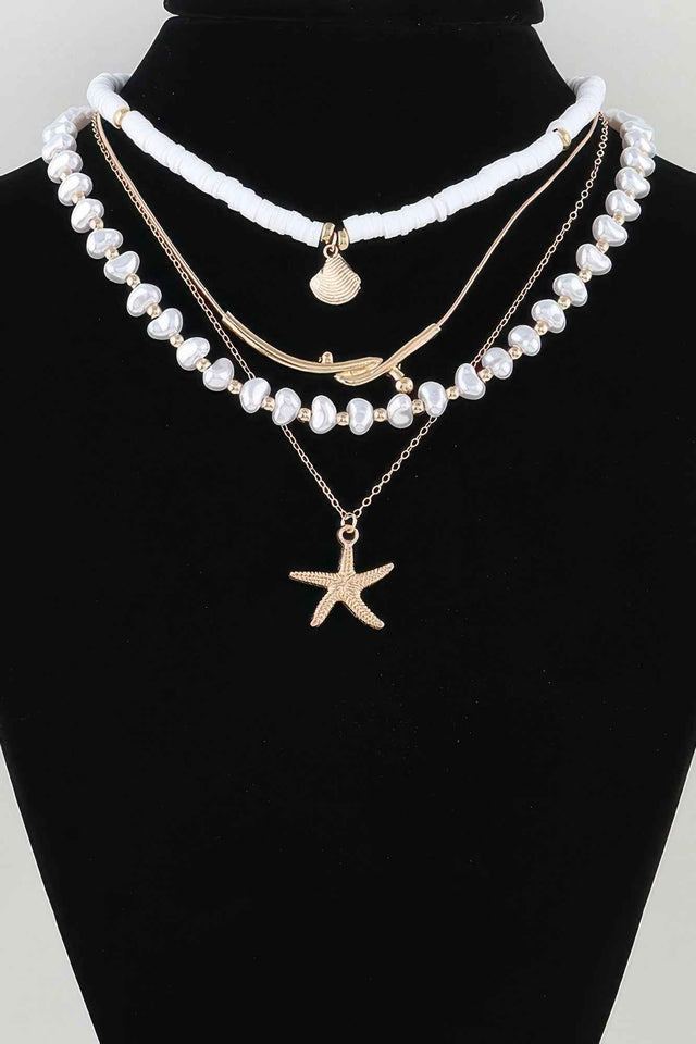 Multi Starfish Beaded Necklace