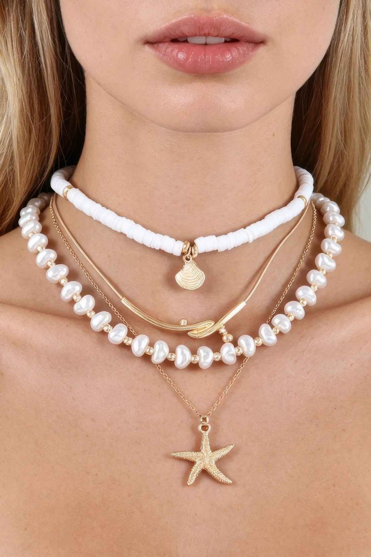 Multi Starfish Beaded Necklace