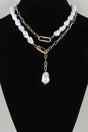 Stone Beaded Chain Clasp Statement Necklace