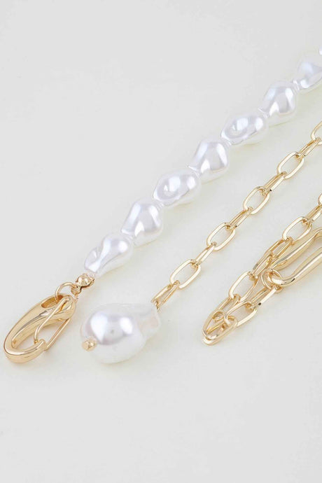 Stone Beaded Chain Clasp Statement Necklace