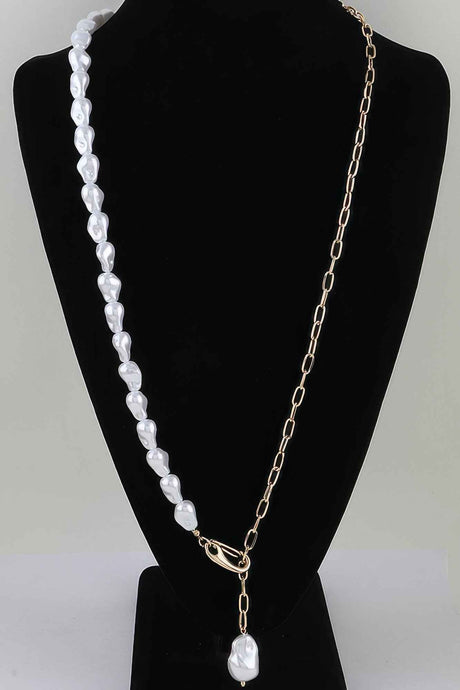 Stone Beaded Chain Clasp Statement Necklace
