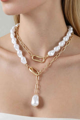 Stone Beaded Chain Clasp Statement Necklace
