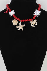 Hammered Coral Reef Beaded Necklace