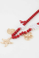 Hammered Coral Reef Beaded Necklace