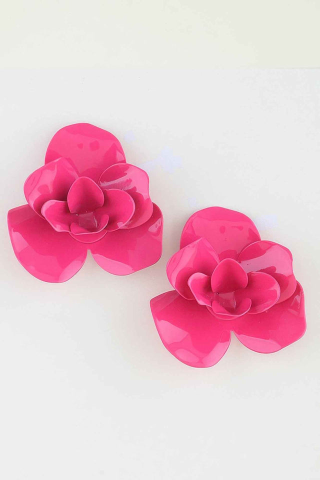 Polished Blooming Rose Stud Earrings