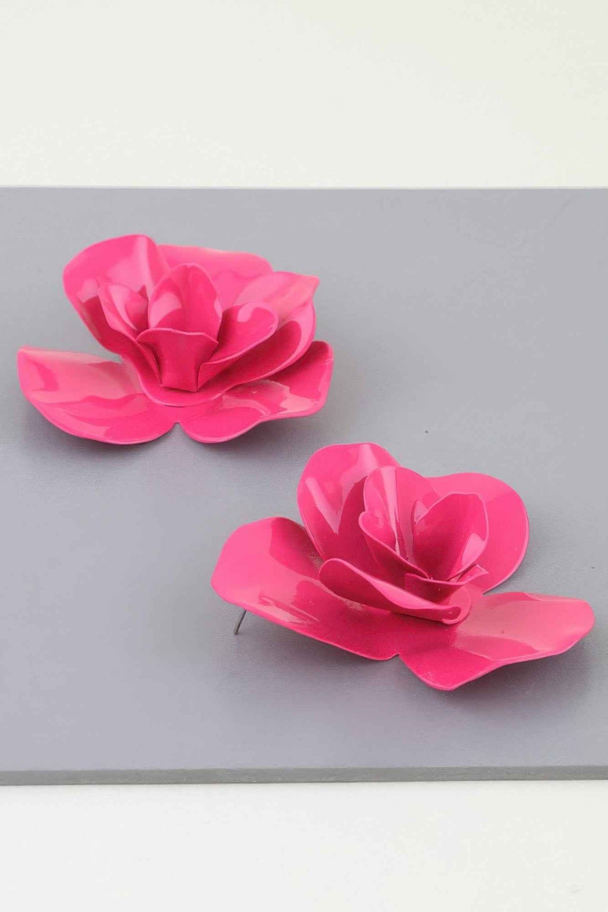 Polished Blooming Rose Stud Earrings