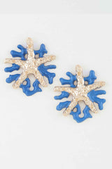 Hammered Starfish Coral Earrings