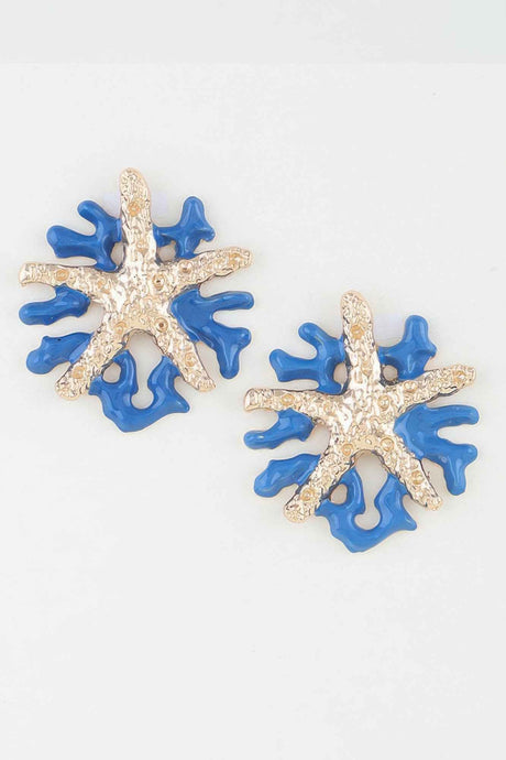 Hammered Starfish Coral Earrings