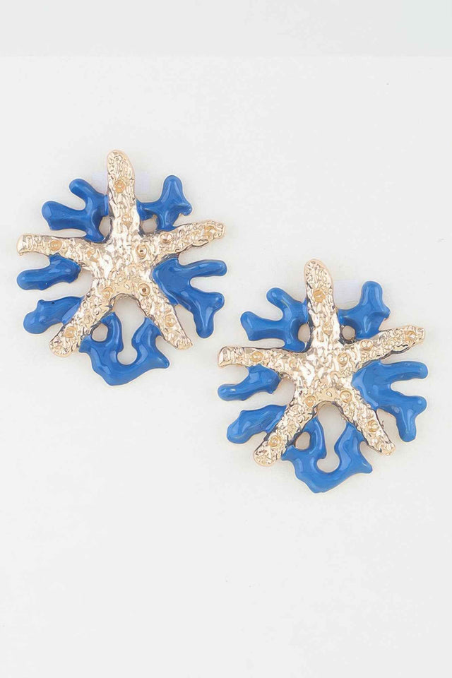 Hammered Starfish Coral Earrings