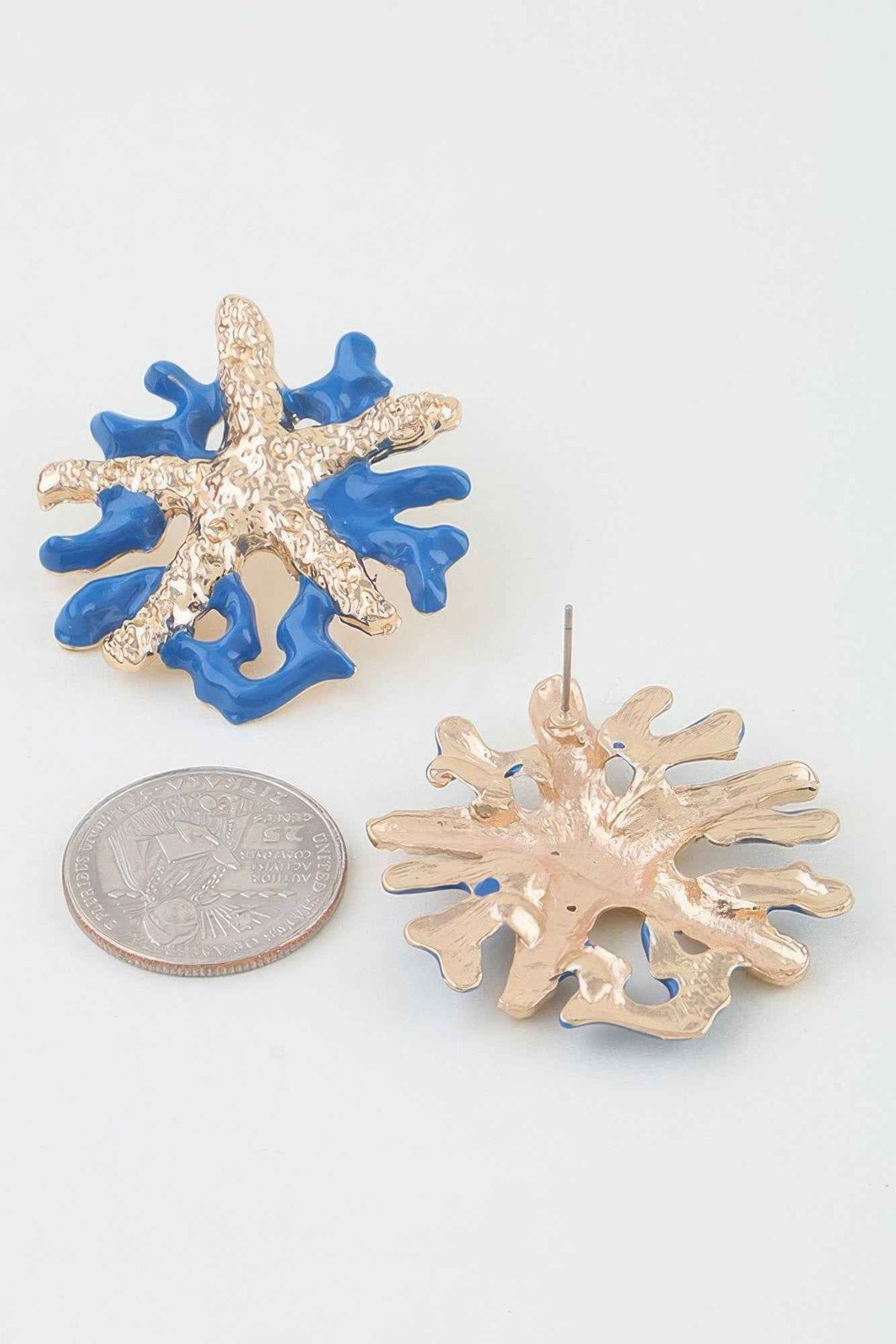 Hammered Starfish Coral Earrings