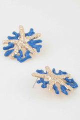 Hammered Starfish Coral Earrings
