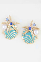 Summer Starfish Shell Stud Earrings