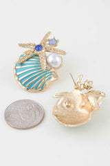 Summer Starfish Shell Stud Earrings