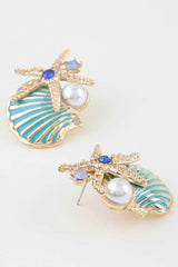 Summer Starfish Shell Stud Earrings