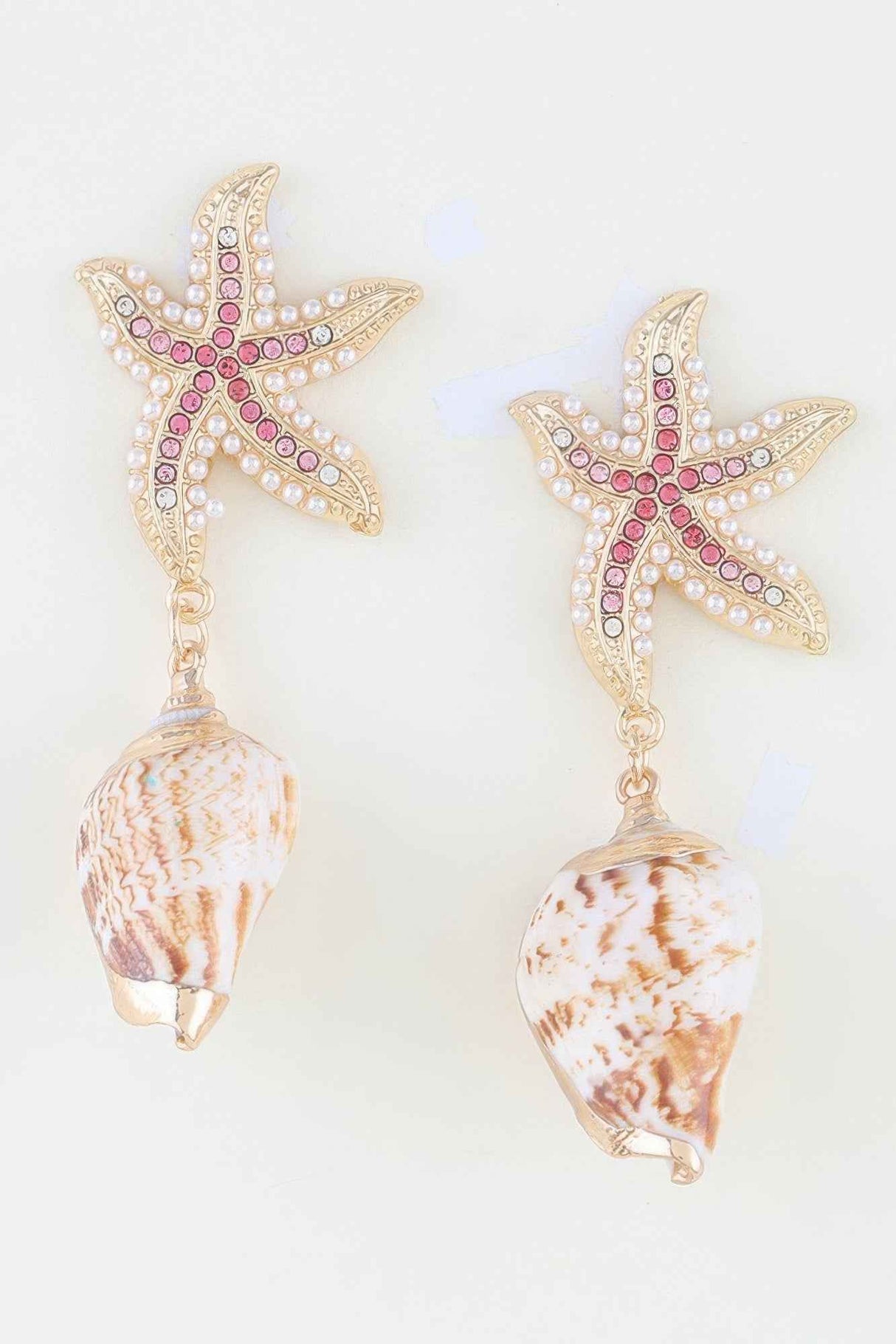 Bejeweled Starfish Shell Earrings