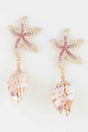 Bejeweled Starfish Shell Earrings