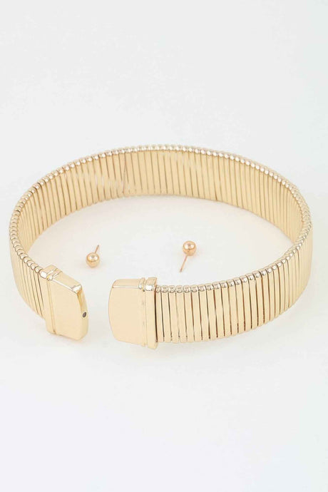 Classic Cubic Bar Chain Choker Necklace