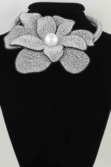 Bejeweled Blooming Flower Choker Necklace