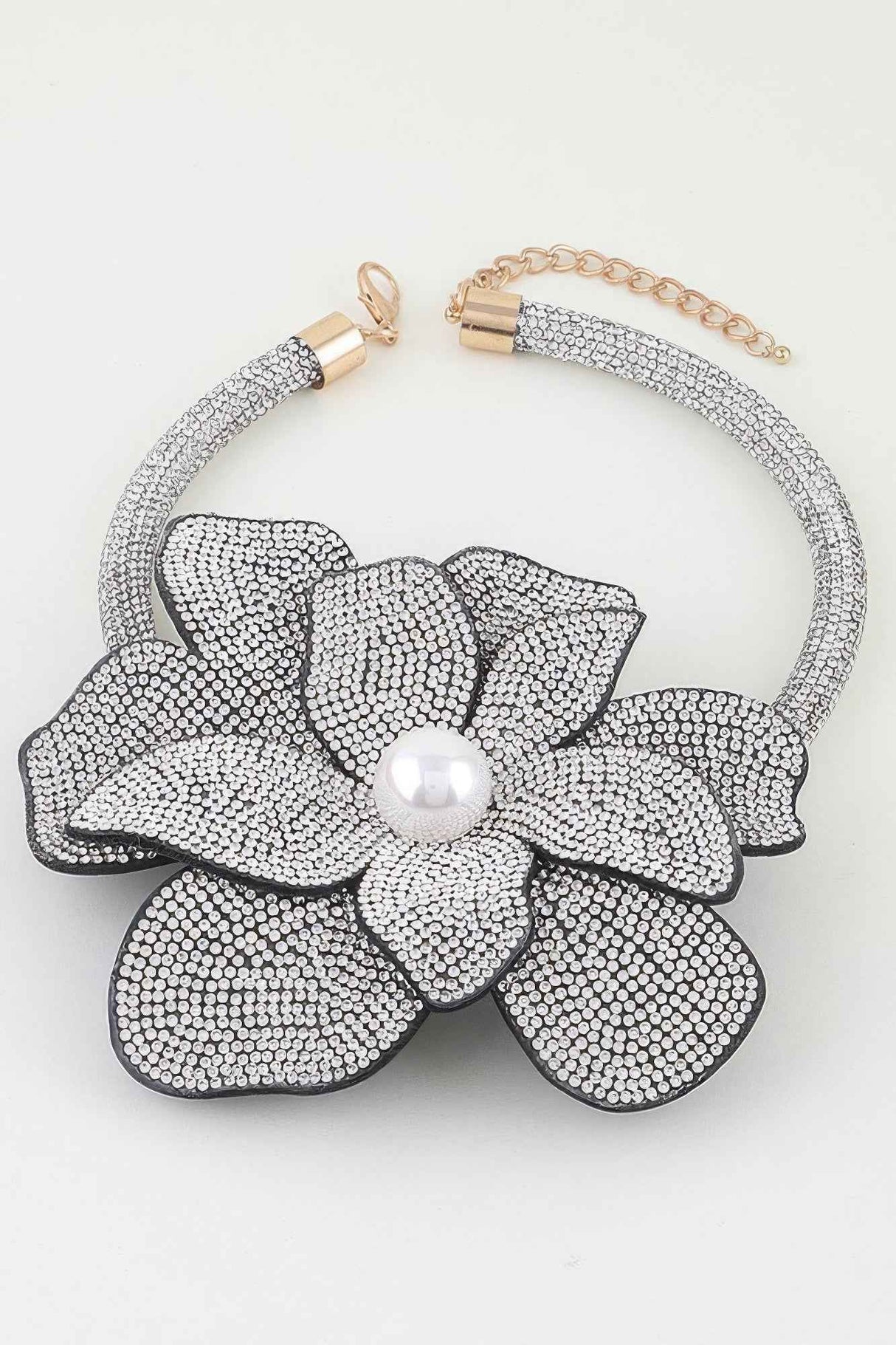 Bejeweled Blooming Flower Choker Necklace