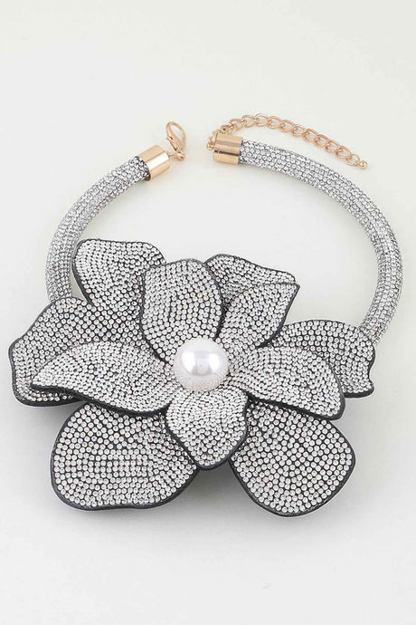 Bejeweled Blooming Flower Choker Necklace