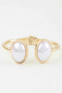 Polished Pearl Stone Open Cuff Bracelet
