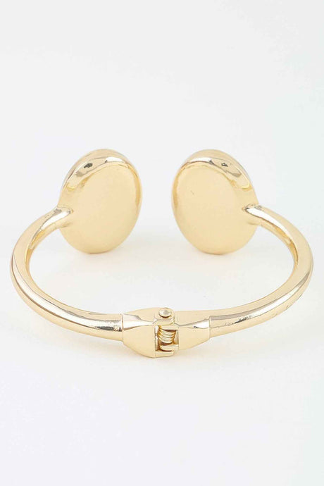 Polished Pearl Stone Open Cuff Bracelet