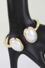 Polished Pearl Stone Open Cuff Bracelet