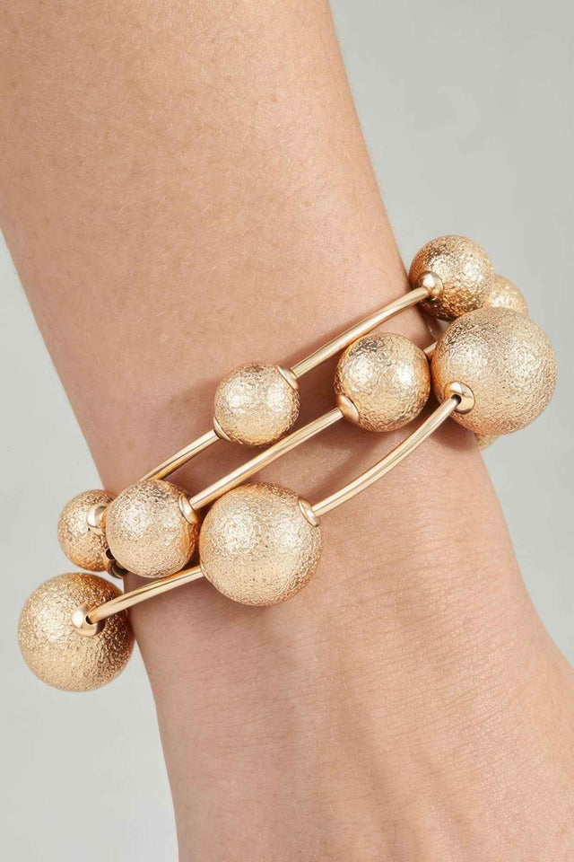 Multi Hammered Tube Beaded Bracelet